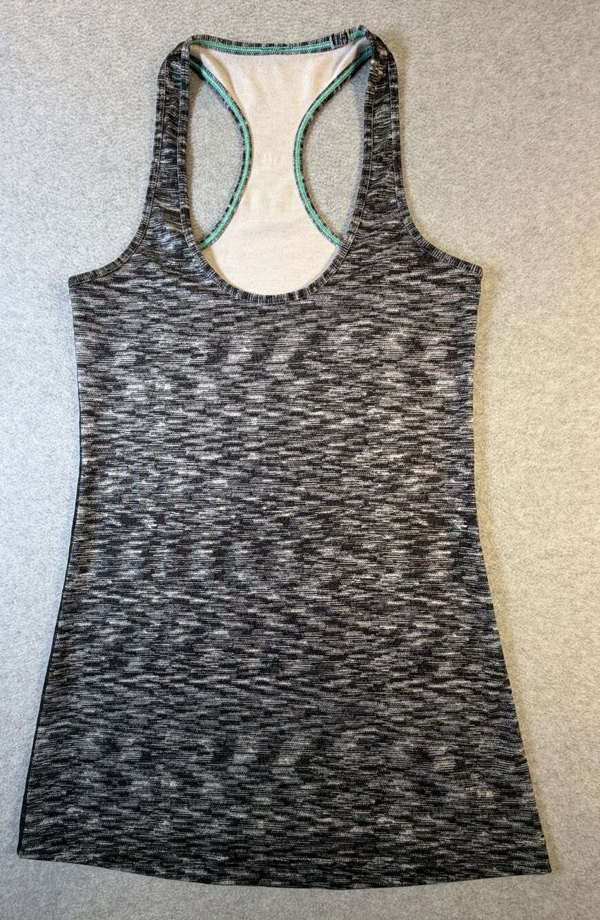 Lululemon Cool Racerback Tank Top Black White Space Dye Racerback Scoopneck
